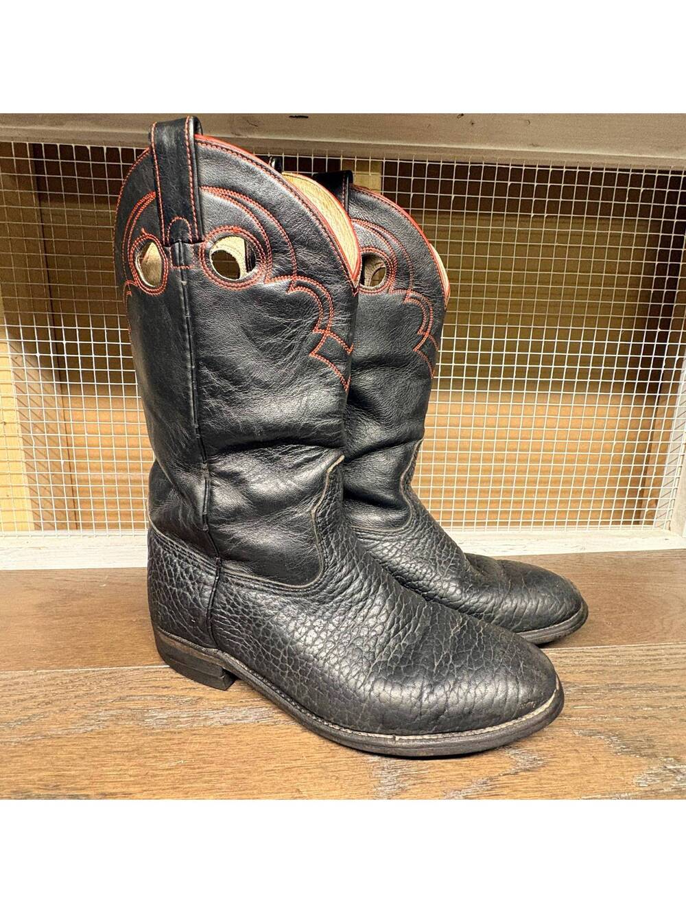 Brahma Cowboy Boots Black Men's Size 7 3E Women's 8.5